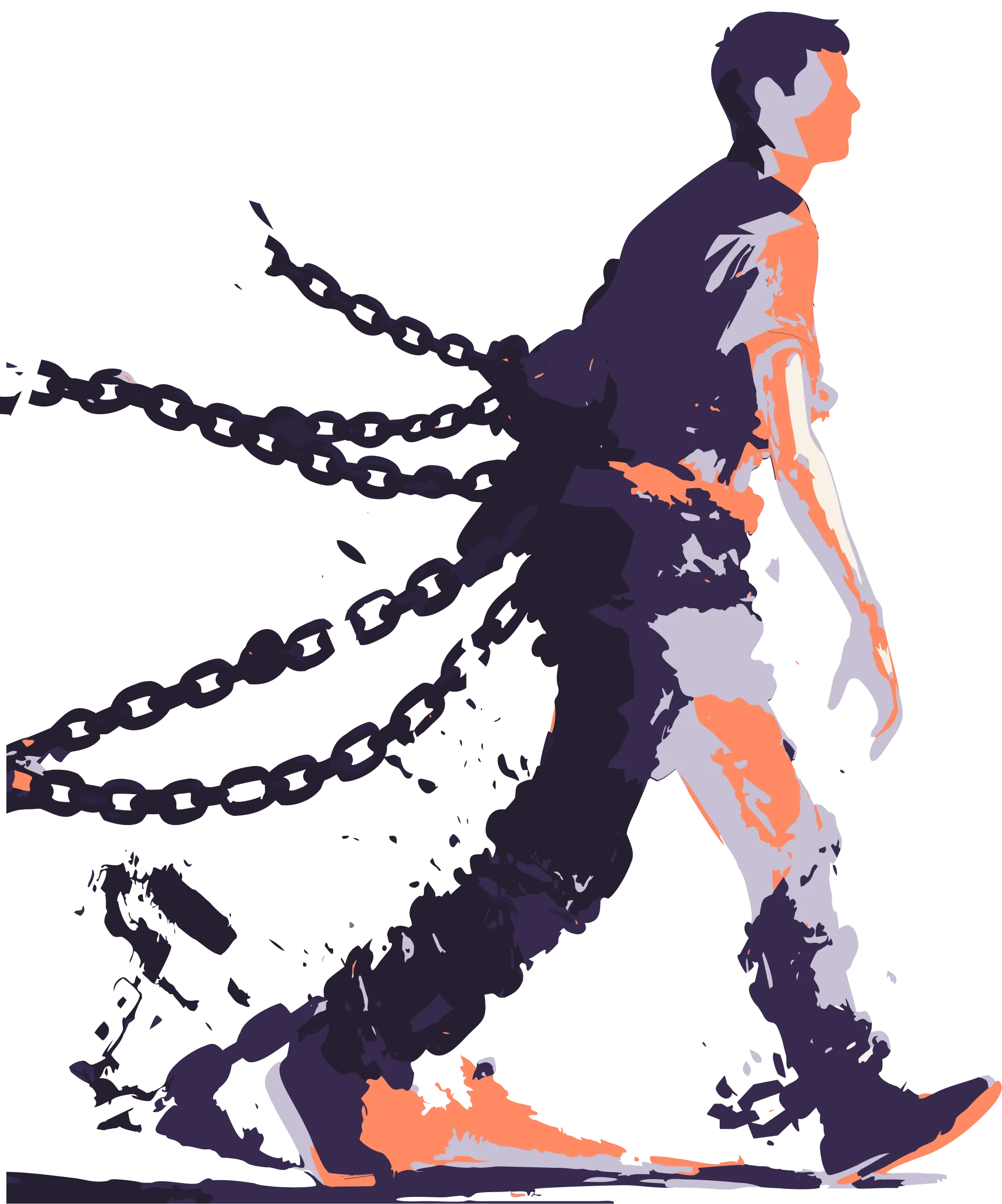 Illustration of a man breaking chains